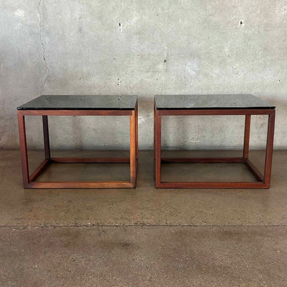 Pair Of 70's Smoked Glass Tables