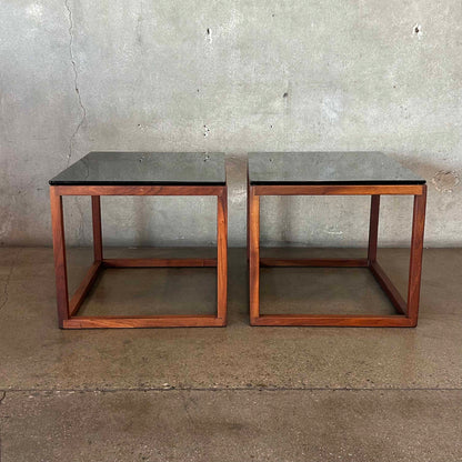Pair Of 70's Smoked Glass Tables