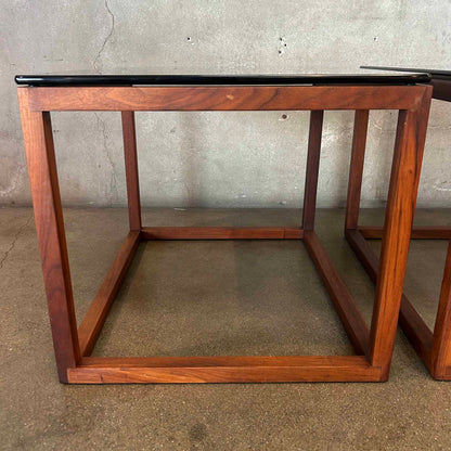 Pair Of 70's Smoked Glass Tables