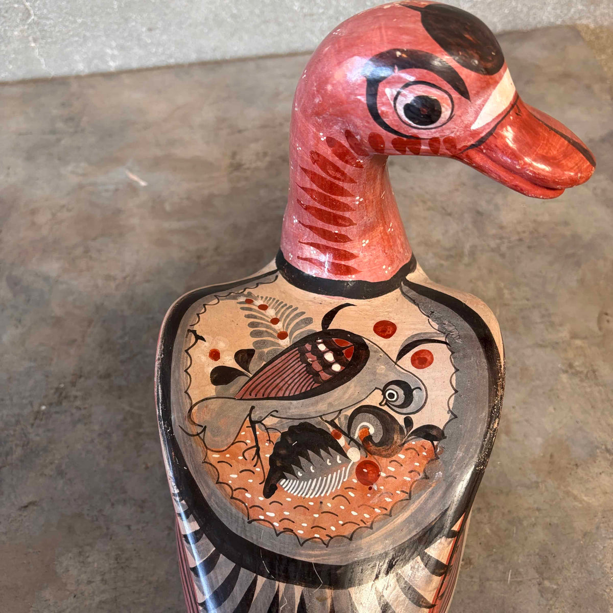 Vintage Mexican Tonala Painted Ceramic Duck