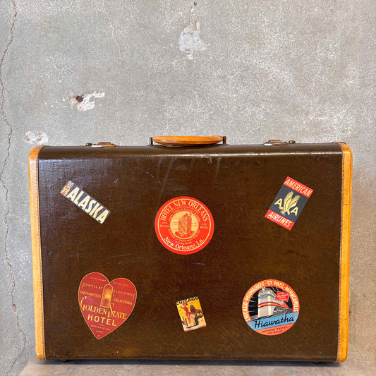 Brown Vintage Suitcase With Awesome Decals