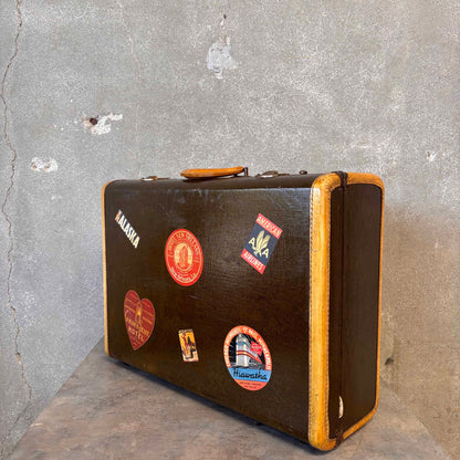 Brown Vintage Suitcase With Awesome Decals