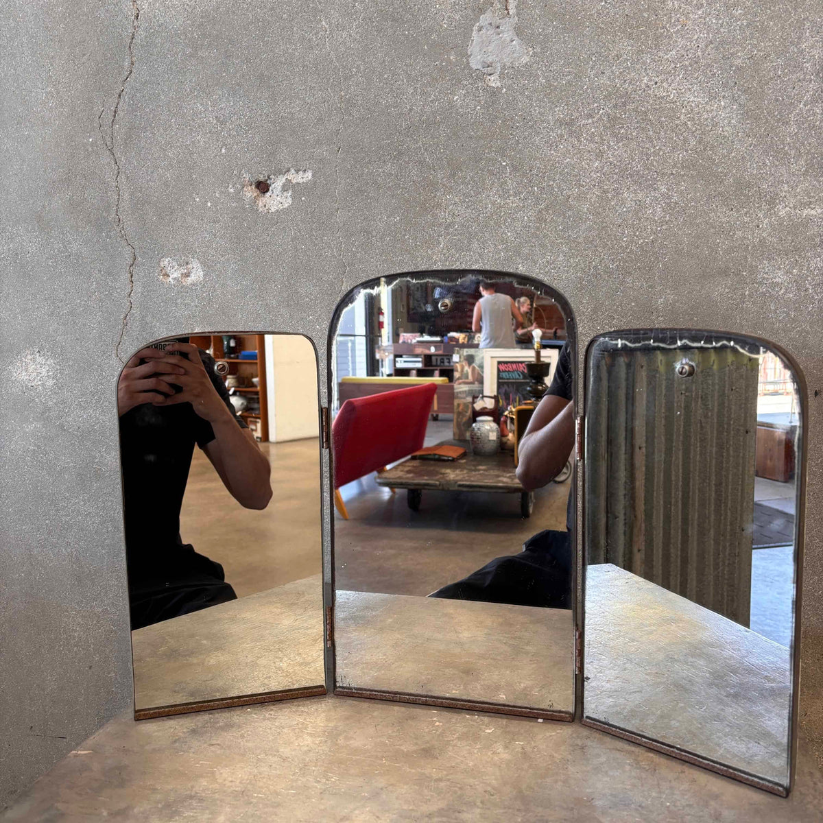 1950's Trifold Beveled Vanity Mirror