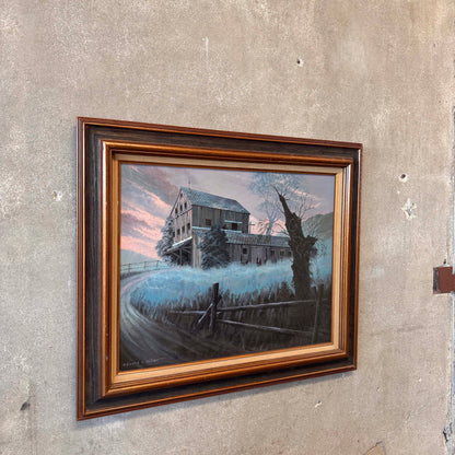Vintage Framed Abandoned Barn Artwork By Edward O. Miller