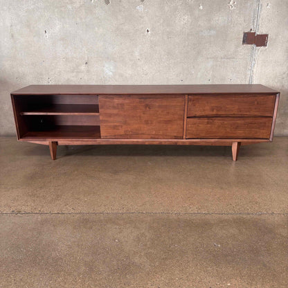 Dwell Low Media Console Solid Rubberwood With Walnut Finish