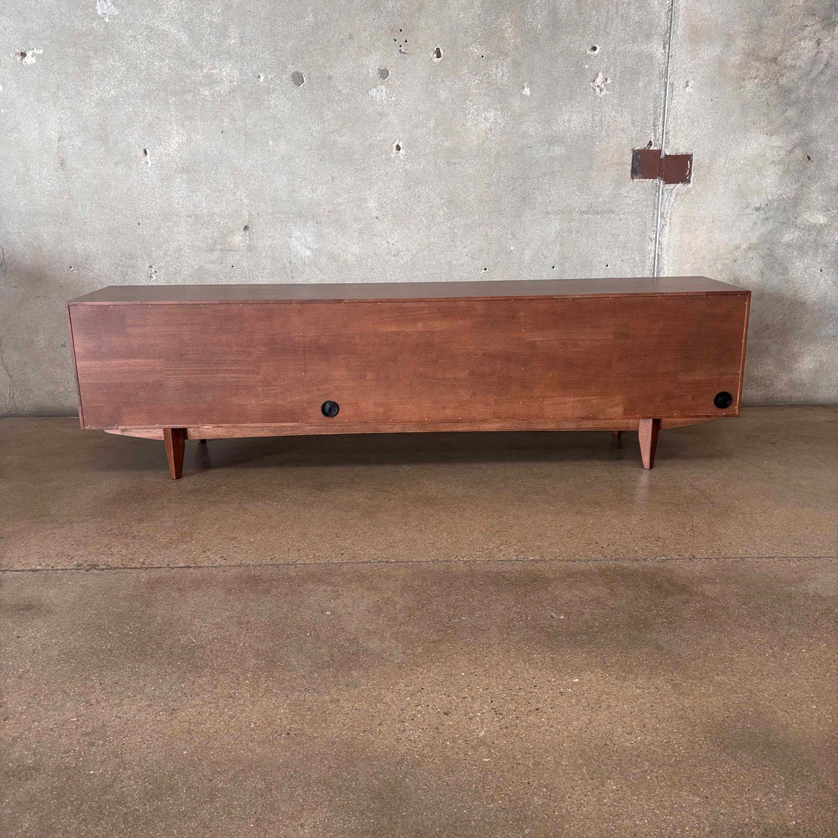 Dwell Low Media Console Solid Rubberwood With Walnut Finish