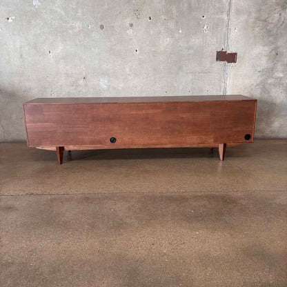 Dwell Low Media Console Solid Rubberwood With Walnut Finish