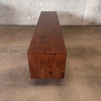 Dwell Low Media Console Solid Rubberwood With Walnut Finish
