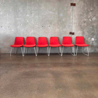 Set of Six Poliform Custom Upholstery Dining Chairs