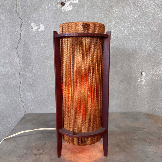 Danish Modern Teak & Jute Table Lamp By Fog & Morup