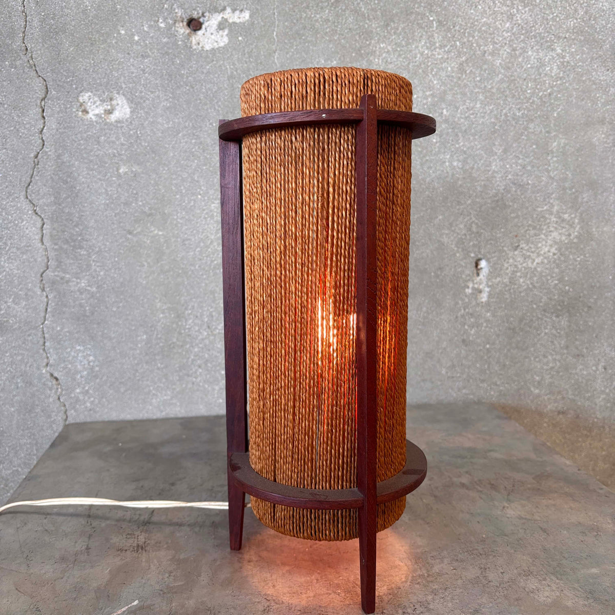 Danish Modern Teak & Jute Table Lamp By Fog & Morup