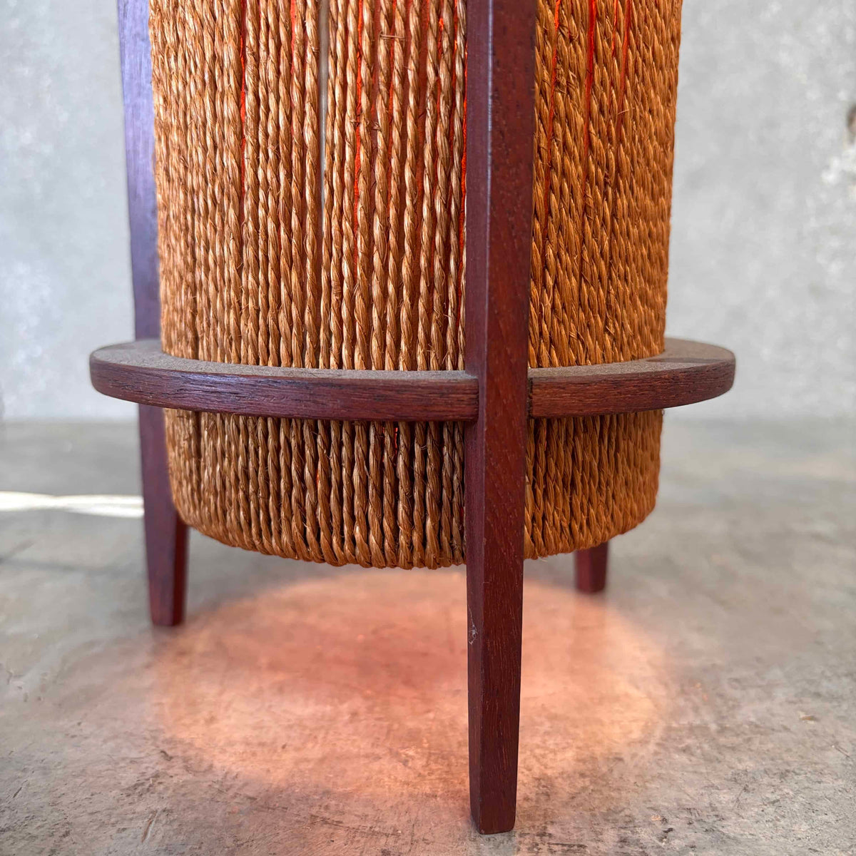 Danish Modern Teak & Jute Table Lamp By Fog & Morup