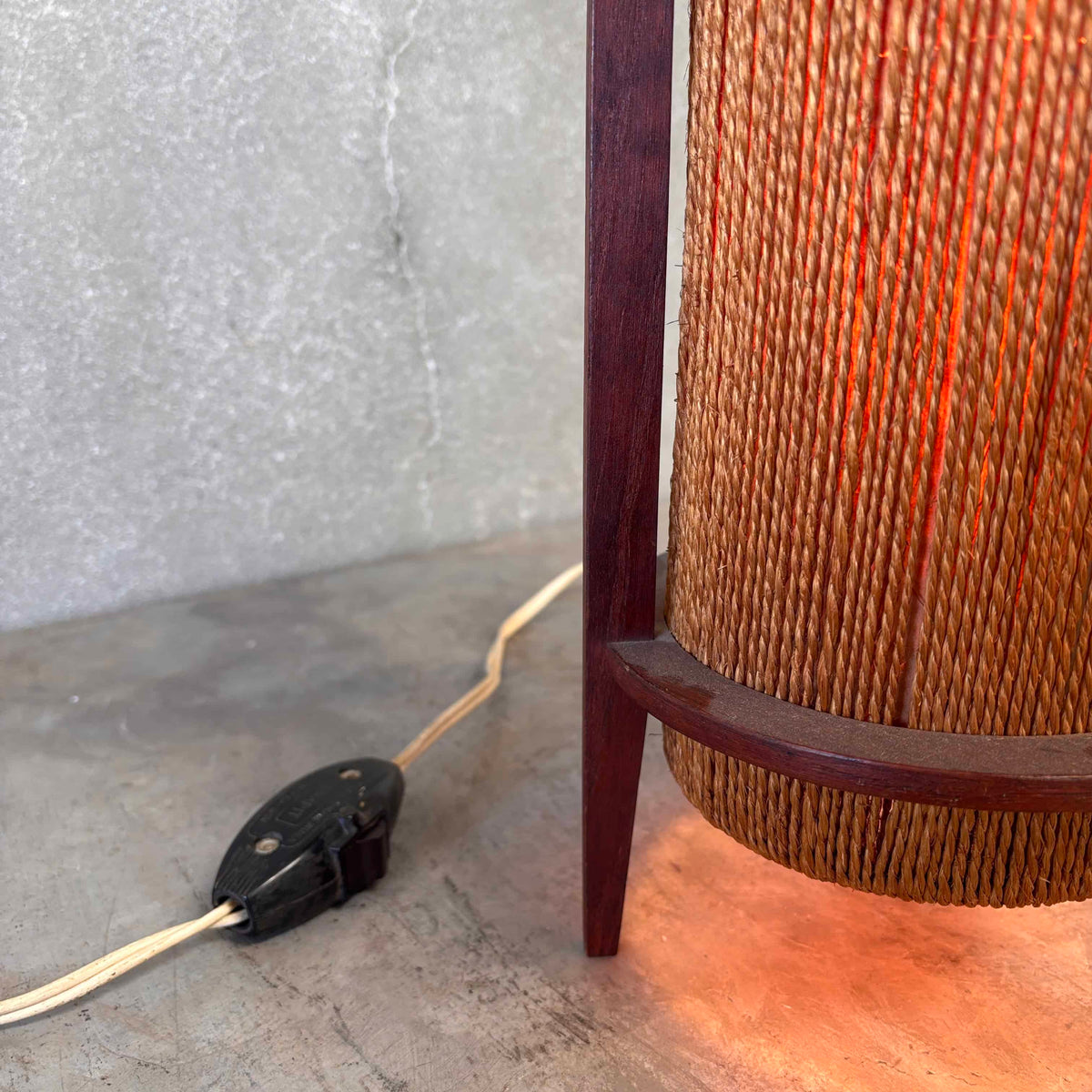 Danish Modern Teak & Jute Table Lamp By Fog & Morup