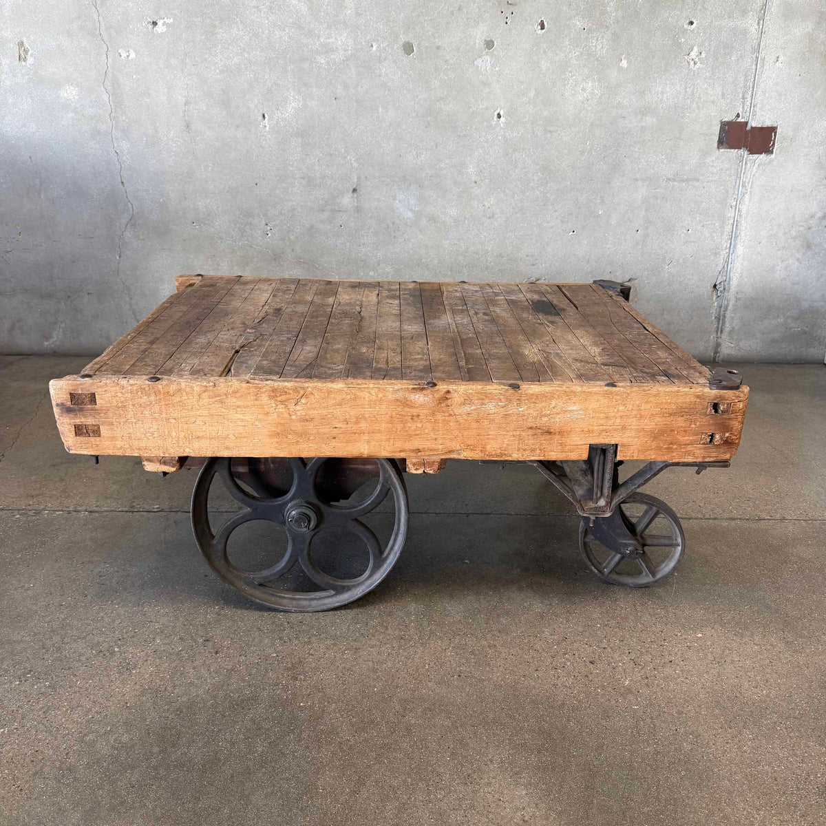 Vintage Industrial Wood Wagon Cart Coffee Table