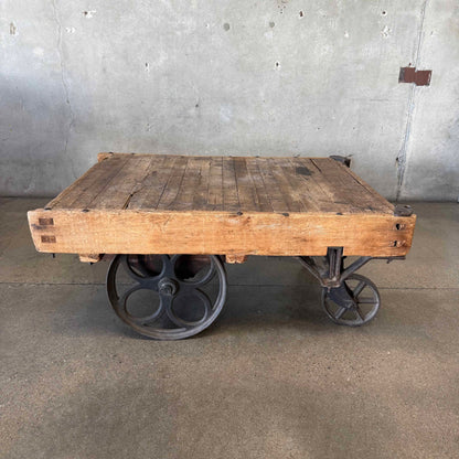 Vintage Industrial Wood Wagon Cart Coffee Table