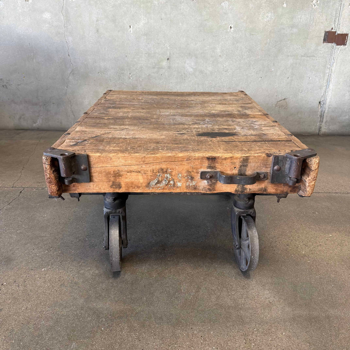 Vintage Industrial Wood Wagon Cart Coffee Table
