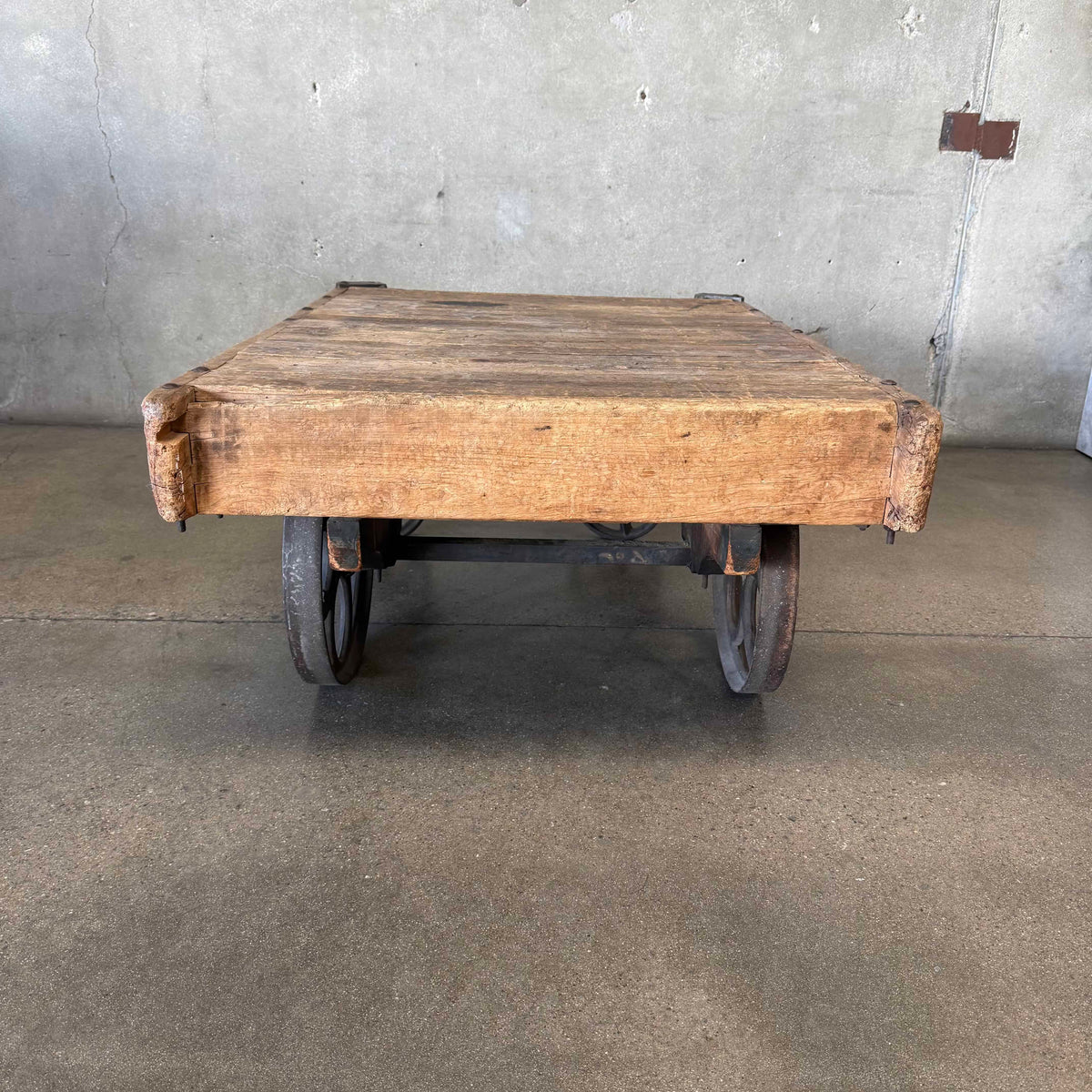 Vintage Industrial Wood Wagon Cart Coffee Table