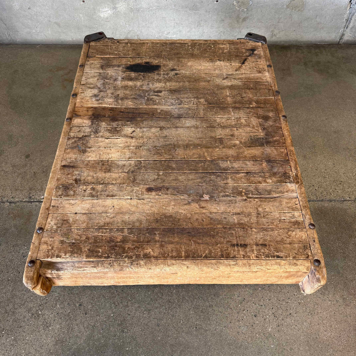 Vintage Industrial Wood Wagon Cart Coffee Table
