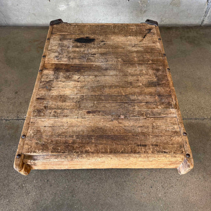 Vintage Industrial Wood Wagon Cart Coffee Table