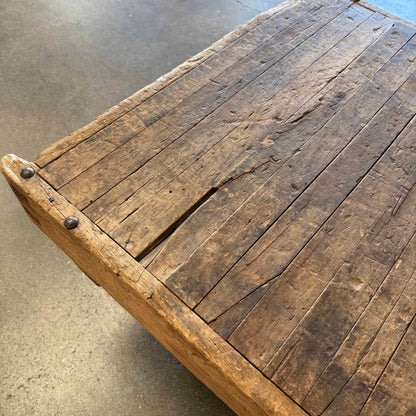 Vintage Industrial Wood Wagon Cart Coffee Table