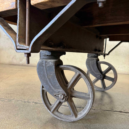 Vintage Industrial Wood Wagon Cart Coffee Table