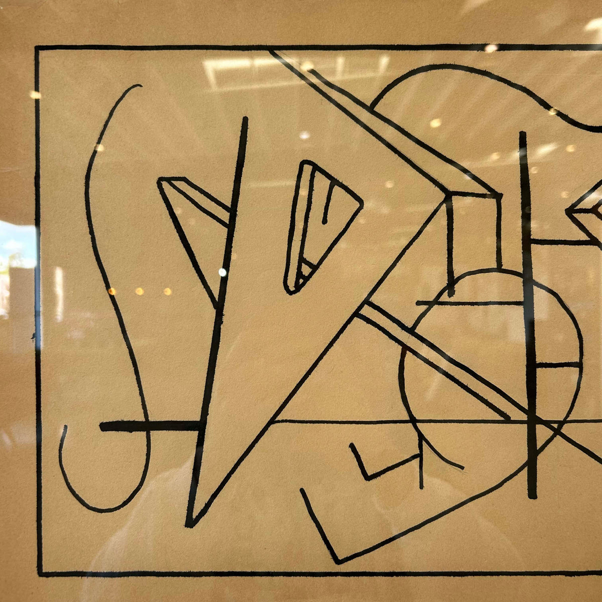 Untitled, Vintage Mid Century Modernist Line Drawing of Abstract Shapes Signed, Marker on Paper C. 1960s-70s