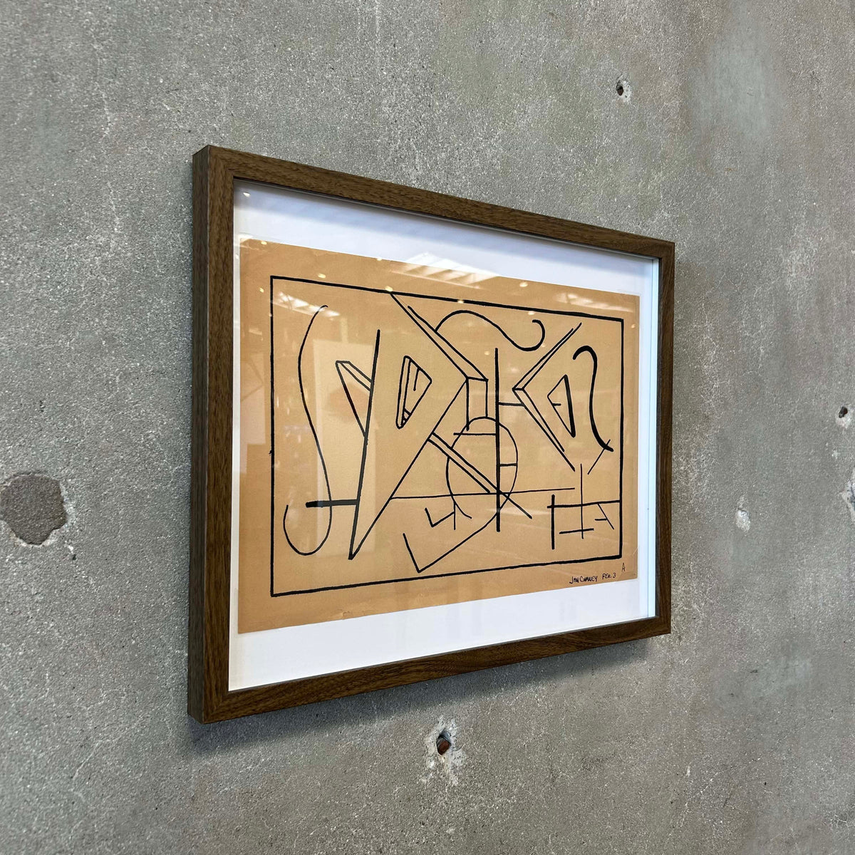 Untitled, Vintage Mid Century Modernist Line Drawing of Abstract Shapes Signed, Marker on Paper C. 1960s-70s