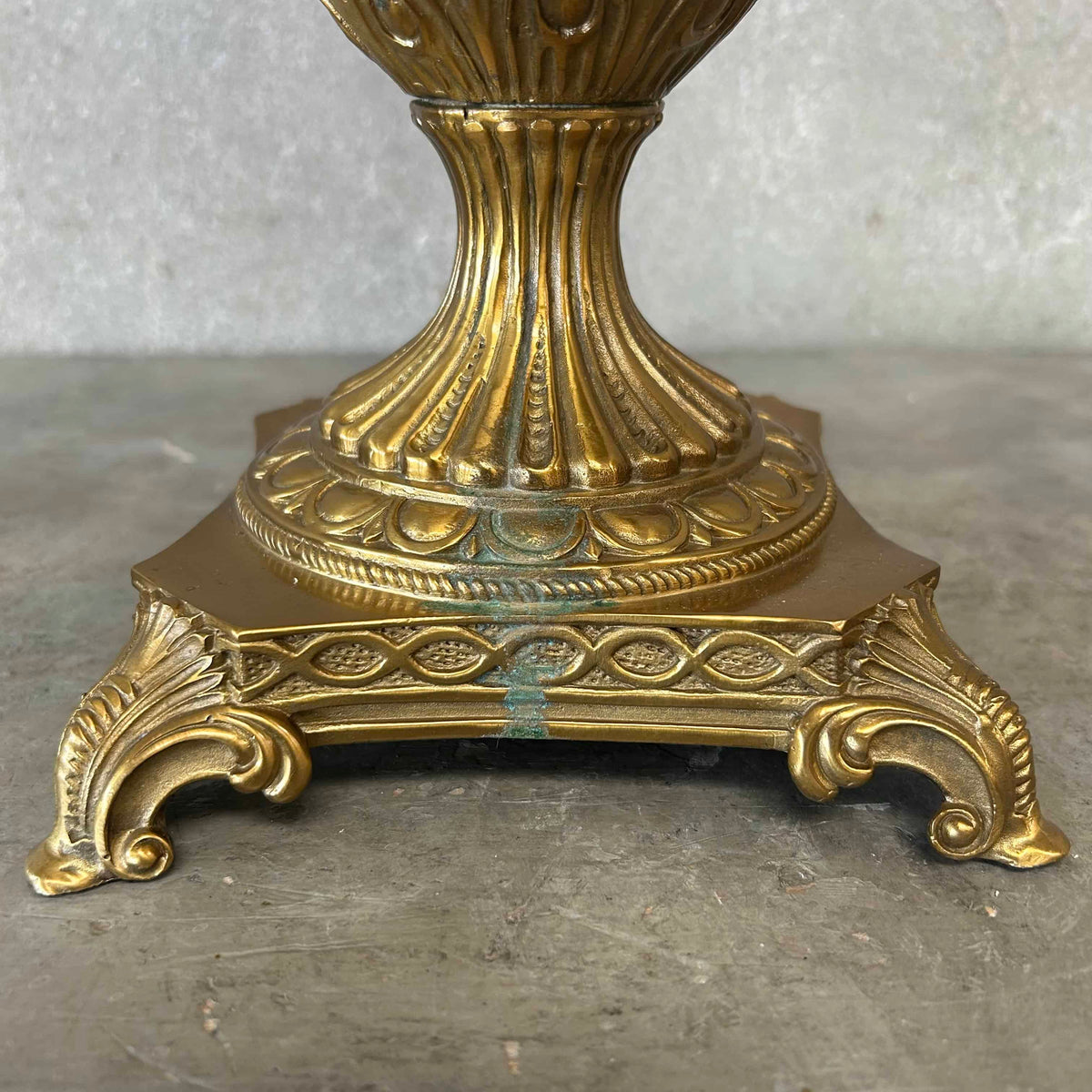 Antique Ruby Red Cut Crystal Urn/Vase Bronze