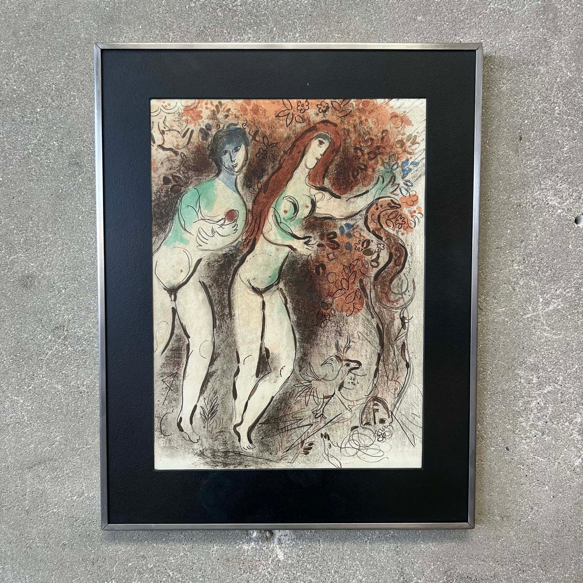 Marc Chagall Original Lithograph "Adam et Eve et Le Fruit Defenda" 1960