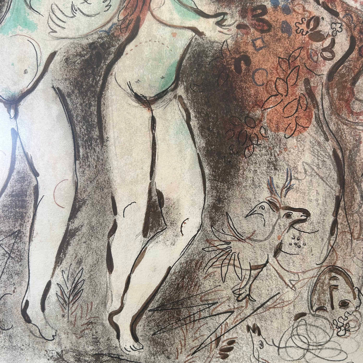 Marc Chagall Original Lithograph "Adam et Eve et Le Fruit Defenda" 1960