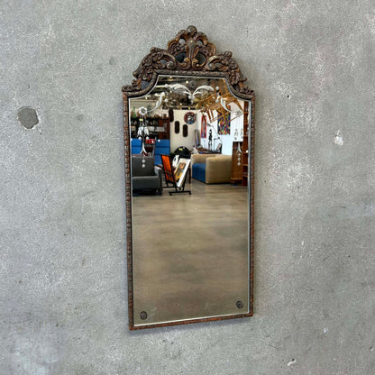 Vintage Etched Wall Mirror in Gilt Carved Wood Frame