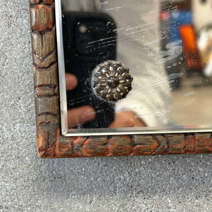Vintage Etched Wall Mirror in Gilt Carved Wood Frame