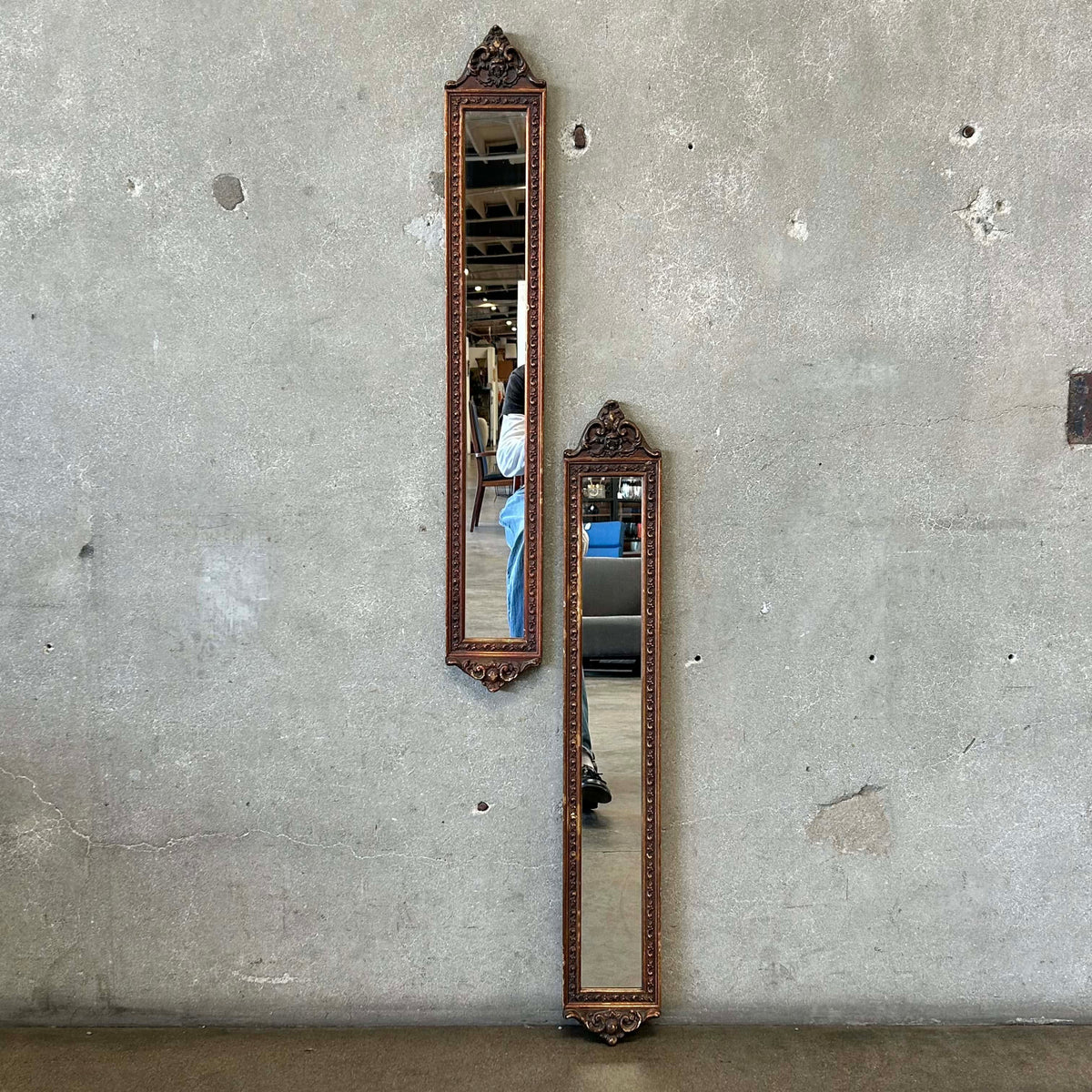 Pair of Vintage Pier Style Ornate Gilded Frame Wall Mirrors