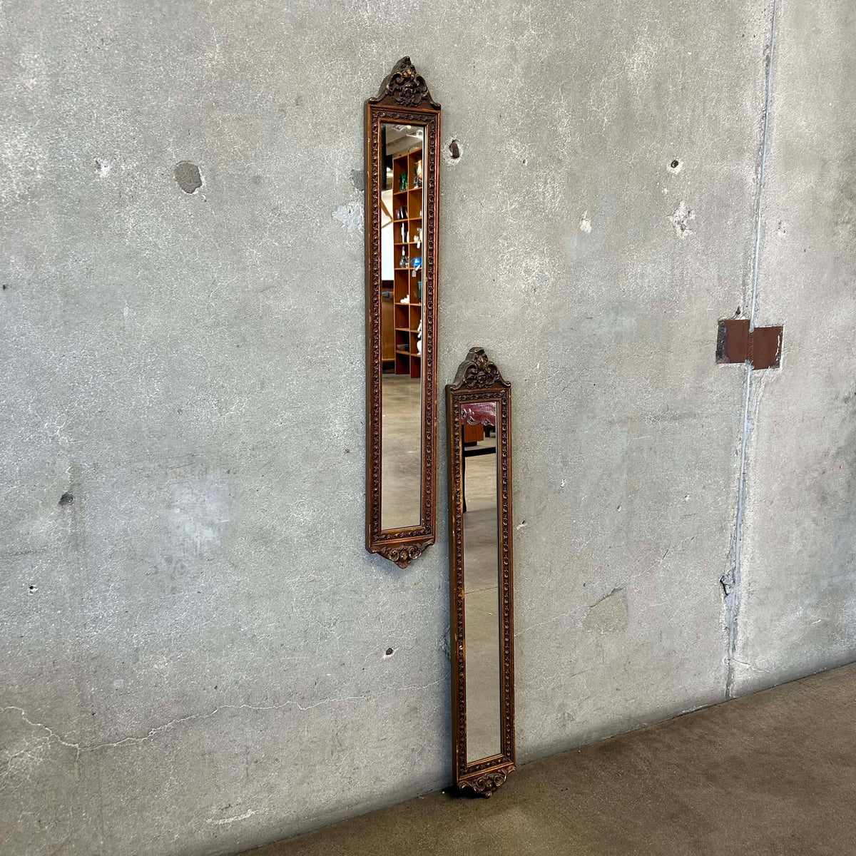 Pair of Vintage Pier Style Ornate Gilded Frame Wall Mirrors