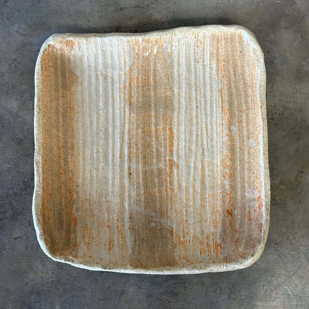 Vintage Square Studio Pottery Platter/Tray Neutral