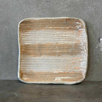 Vintage Square Studio Pottery Platter/Tray Neutral