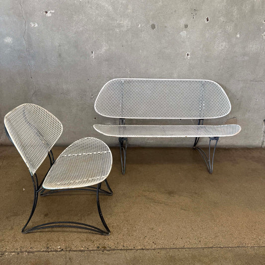 Vintage Homecrest Casino Wire Mesh Patio Love Seat and Chair