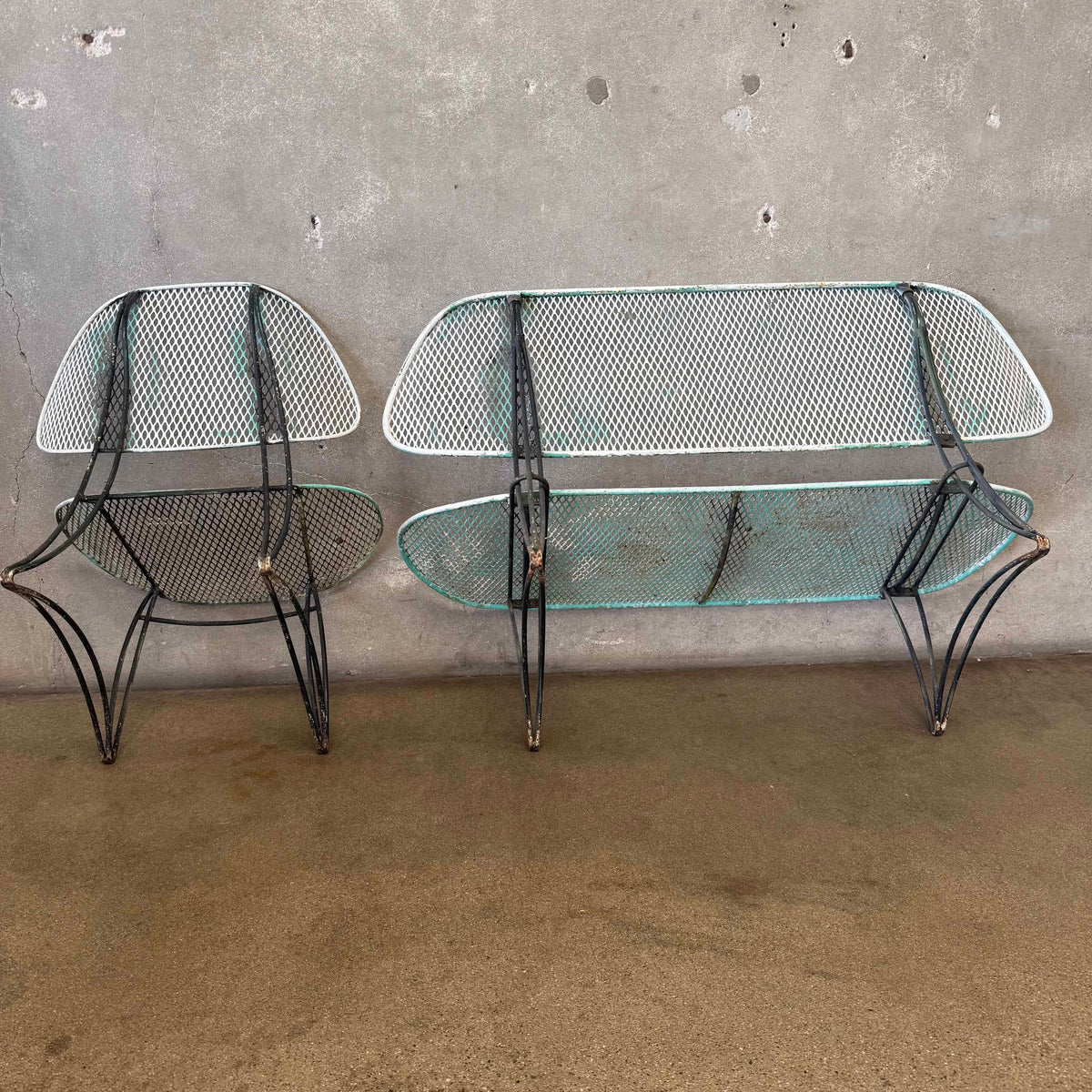 Vintage Homecrest Casino Wire Mesh Patio Love Seat and Chair