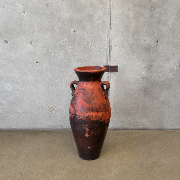 Large Vintage Terra Cotta Brown Distressed Vase