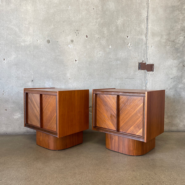 Pair of Mid Century Modern Walnut Nightstands By Tabago Of Canada