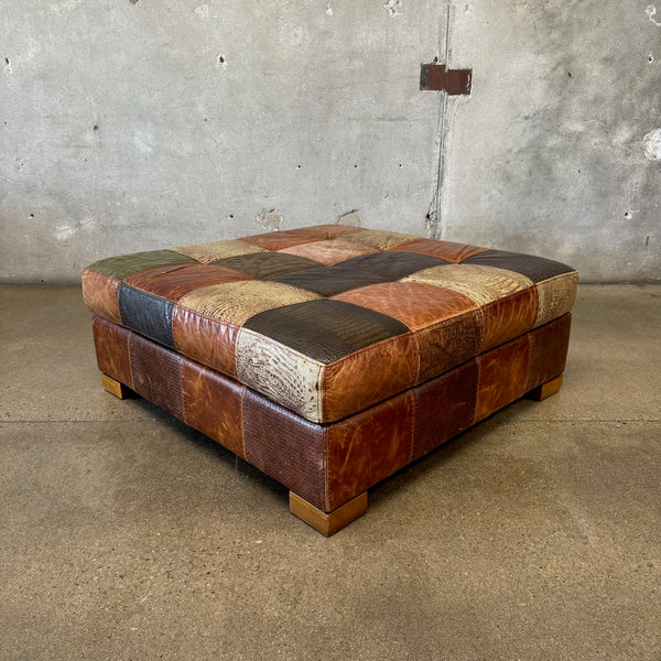 Leather Patchwork Coffee Table and Ottoman