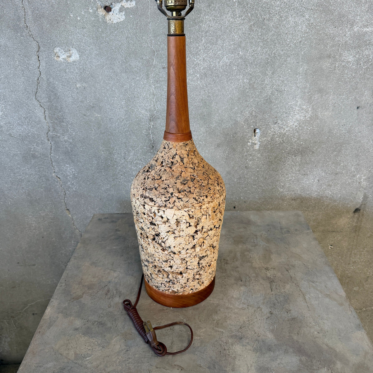 Mid Century Modern Cork Walnut Bottle Shaped Lamp #2