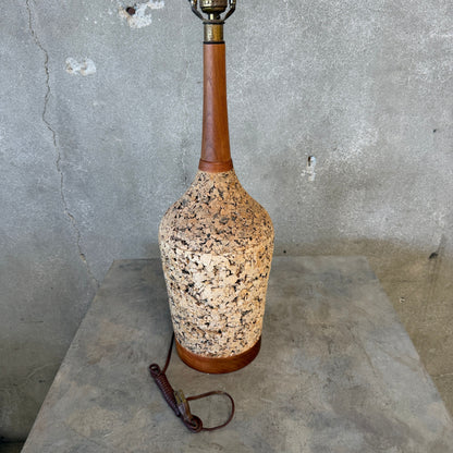Mid Century Modern Cork Walnut Bottle Shaped Lamp #2