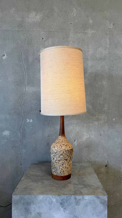 Mid Century Modern Cork & Walnut Bottle Shaped Lamp #1