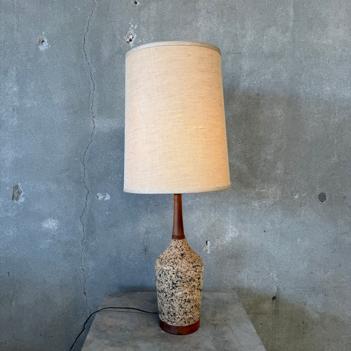Mid Century Modern Cork Walnut Bottle Shaped Lamp #2