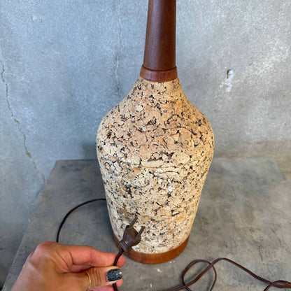 Mid Century Modern Cork & Walnut Bottle Shaped Lamp #1