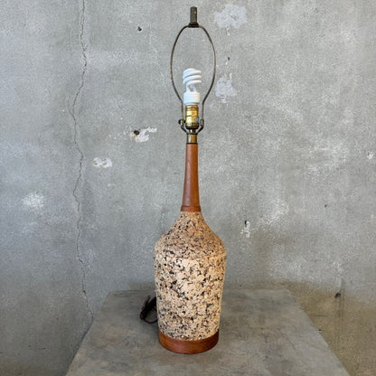 Mid Century Modern Cork Walnut Bottle Shaped Lamp #2