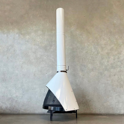 Vintage Mid Century Modern White Porcelain Enamel Preway Fireplace