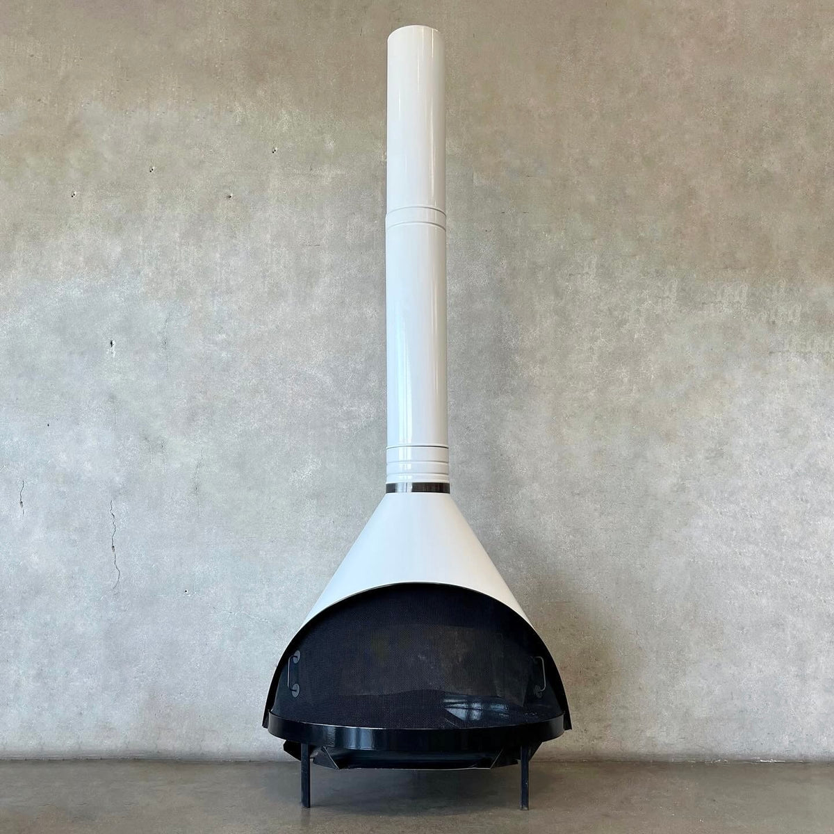 Vintage Mid Century Modern White Porcelain Enamel Preway Fireplace