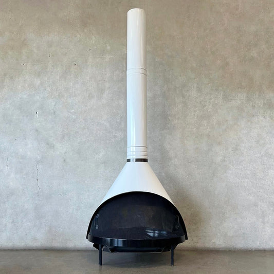 Vintage Mid Century Modern White Porcelain Enamel Preway Fireplace